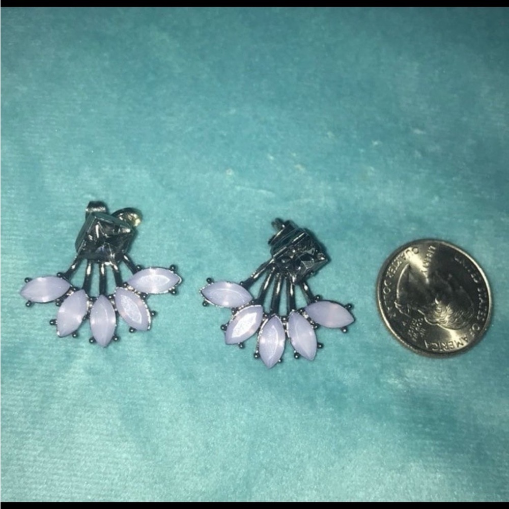 Lilac Cluster Stud Earrings Rhinestone Statement Jewelry